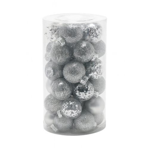 Kerstballenset - 25 stuks -Ø 5 cm - Zilver (25 stuks) Tweedehands