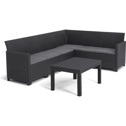 Keter Marie Hoek Loungeset - 6-persoons - Ergonomische rugleuning - Antraciet Tweedehands