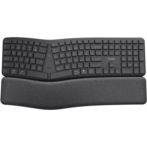 Keyra Qwerty US - Ergonomisch Draadloos Toetsenbord - 2.4G USB en Bluetooth - Zwart