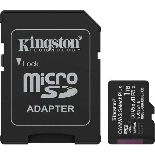 Kingston Canvas Select Plus Gen. 3 - microSDXC 1TB - A1-prestaties tot 150MB/s - met SD-adapter