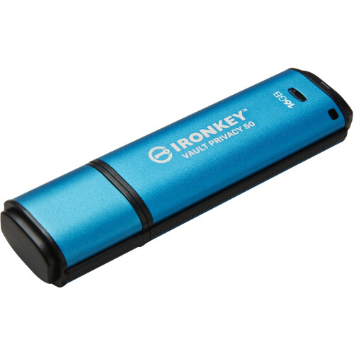 Kingston IronKey Vault Privacy 50 - USB-stick - AES 256 bits versleuteling - Blauw
