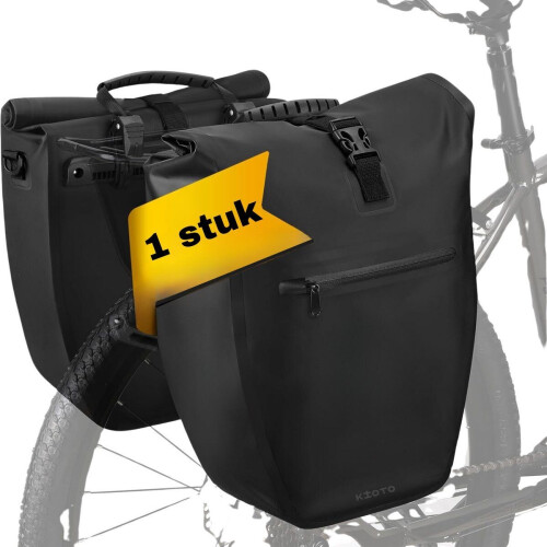 Kioto Fietstas enkel - 100% Waterdicht - Makkelijk te bevestigen - Elektrische fiets - Fietszakken voor fietsen - 1x 25 liter - Zwart Tweedehands