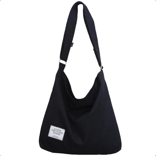 Kioto Schoudertas - Crossbody Tas Dames - Ruimte voor Laptop tot 16 inch - Canvas Zwart Tweedehands