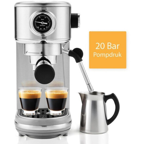 KitchenLove Pistonmachine - RVS Espressomachine - 20 Bar - Handmatig - Met Stoompijpje Tweedehands