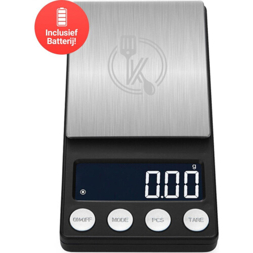 Kitchenwell digitale mini keukenweegschaal - 0,01 tot 200 gram - tara en tel functie - zwart Tweedehands