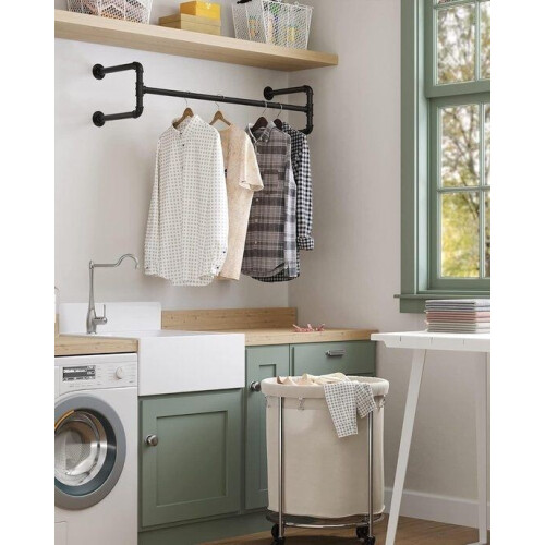 Kledingrek - Kledingstang - Simpel te monteren - Zwart metaal Tweedehands