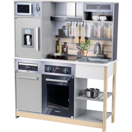 Klein Toys Miele familiekeuken - 83,5x30x101 cm - fornuis, magnetron, espressomachine, koelkast, gootsteen - incl. bijpassende accessoires, licht- en geluidseffectenn - multicolor Tweedehands