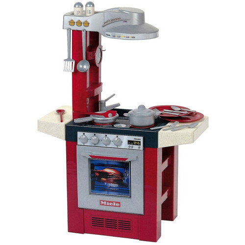 Klein Toys Miele Petit Gourmet keuken - 69x33x95 cm - met geluidseffecten - rood grijs Tweedehands