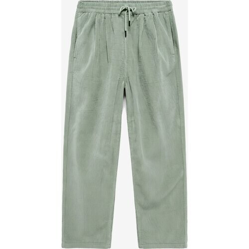 KnowledgeCotton Apparel dames vegan Broek Hazy Relaxed Corduroy Lily Pad Groen Tweedehands