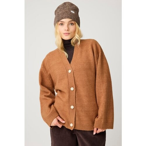 KnowledgeCotton Apparel dames vegan Cardigan SoufflÃ© Garen Leeuwenbruin Tweedehands