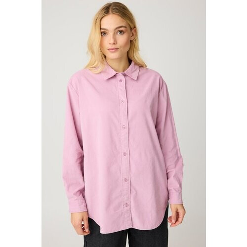 KnowledgeCotton Apparel dames vegan Shirt Vega Relaxed Corduroy Orchid Haze Tweedehands