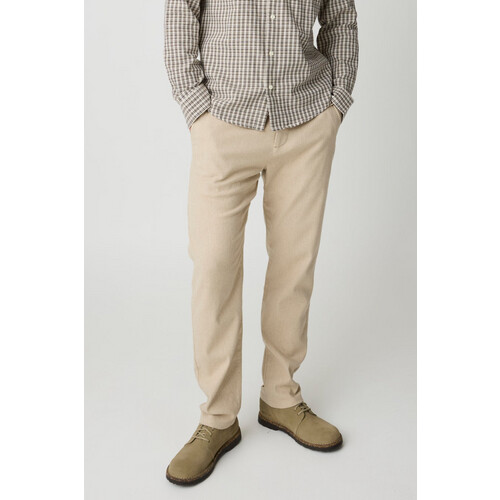 KnowledgeCotton Apparel mannen vegan Broek Chuck Regular Flanel Lichtgrijs Tweedehands
