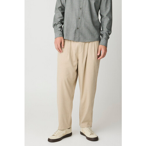 KnowledgeCotton Apparel mannen vegan Broek Ozone Relaxed Flanel Lichtgrijs Tweedehands