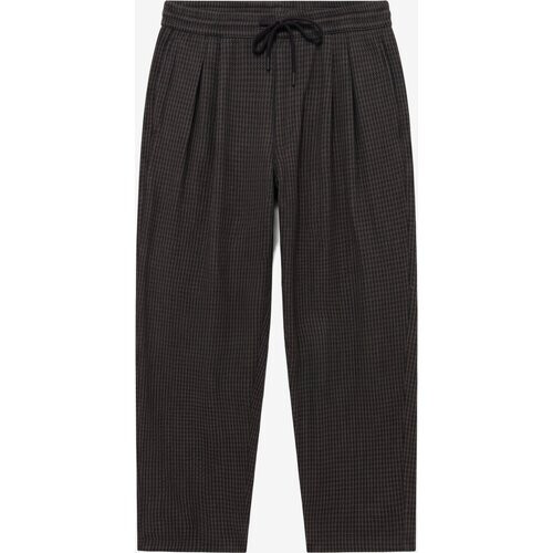 KnowledgeCotton Apparel mannen vegan Broek Ozone Relaxed Houndstooth Grijs Geruit Tweedehands