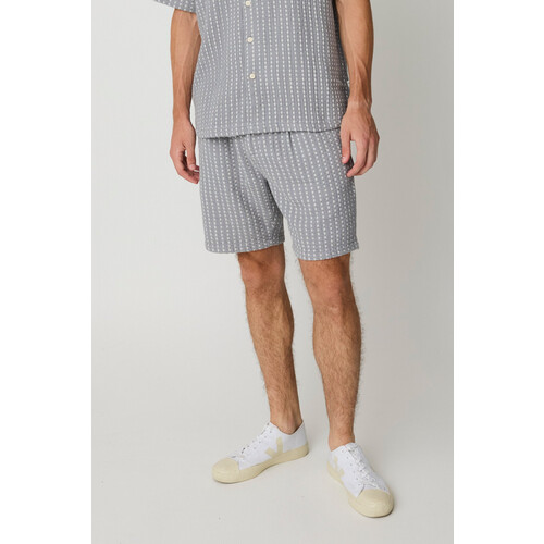 KnowledgeCotton Apparel mannen vegan Short Ash Comfort Structure Grijs Gestreept Tweedehands
