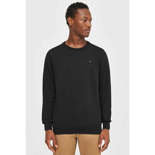 KnowledgeCotton Apparel mannen vegan Sweatshirt Basic Badge Zwart Tweedehands