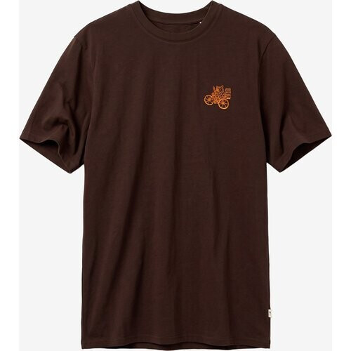 KnowledgeCotton Apparel mannen vegan T-Shirt Borstborduursel Chocolate Torte Bruin Tweedehands