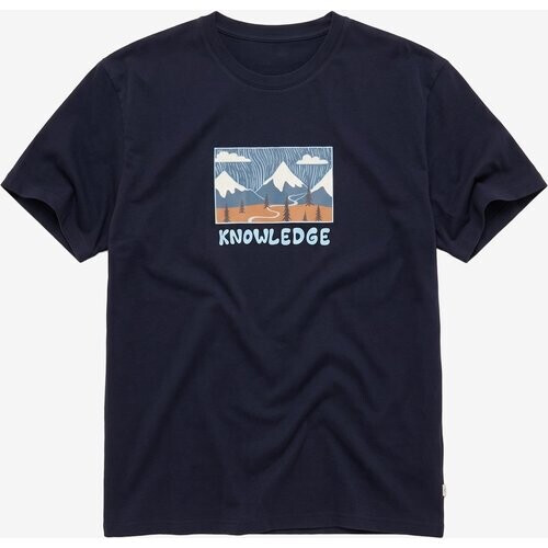 KnowledgeCotton Apparel mannen vegan T-Shirt Met Print Op De Voorkant Nachthemelblauw Tweedehands