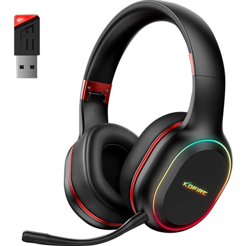 Kofire UG-05 2.4GHz Draadloze Gaming Headset - Bluetooth koptelefoon - Afneembare microfoon - Geschikt voor PS4/PS5, Nintendo Switch - Zwart - Rood Tweedehands