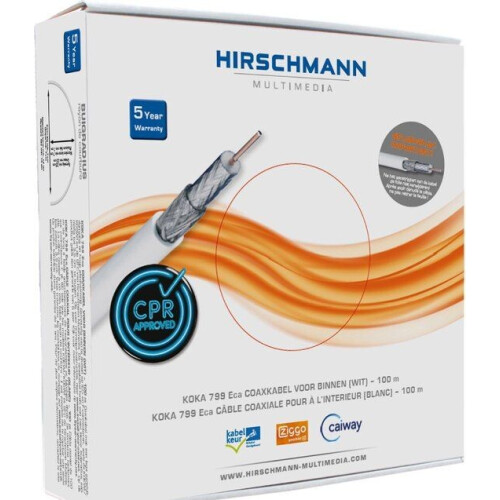 Hirschmann KOKA 9 TS - Coaxkabel 100 m - Drievoudig afgeschermd - Wit Tweedehands