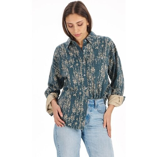 KOMODO dames vegan Blouse Hanako Blauw Bloemenprint Tweedehands