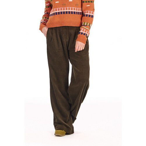 KOMODO dames vegan Corduroy Broek Lola Kaki Tweedehands