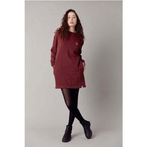 KOMODO dames vegan Elara - Gots Biologisch Katoenen Sweatjurk Walnootbruin Tweedehands