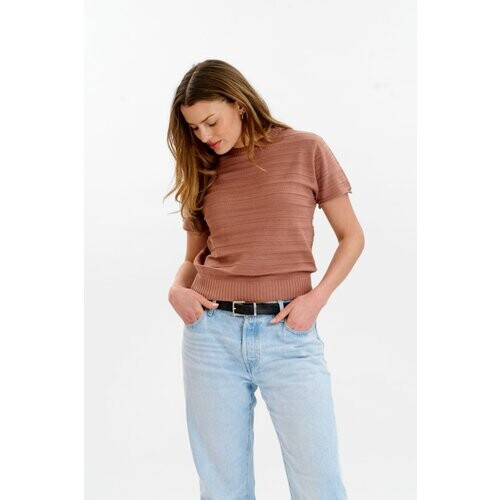 KOMODO dames vegan Gebreid Shirt Posey Koffiebruin Tweedehands