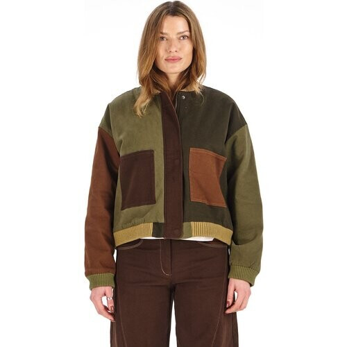 KOMODO dames vegan Jas Miki Patchwork Groen Bruin Tweedehands