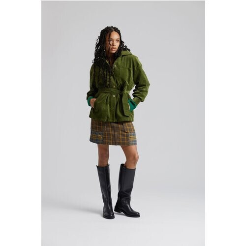 KOMODO dames vegan Minirok Suki Biologisch Katoen Flanel Patchwork Ruit Blauw Geel Tweedehands