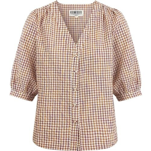 KOMODO dames vegan Top Saffraan Check Tweedehands