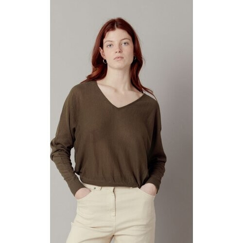 KOMODO dames vegan Trui Clover Batwing Donker Kaki Groen Tweedehands