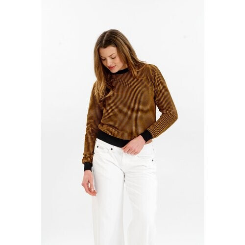 KOMODO dames vegan Trui Hana Zwart En Mosterd Tweedehands