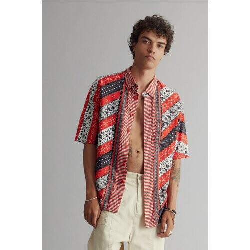 KOMODO mannen vegan Overhemd Heren Hummingbird Poppy Rood Tweedehands