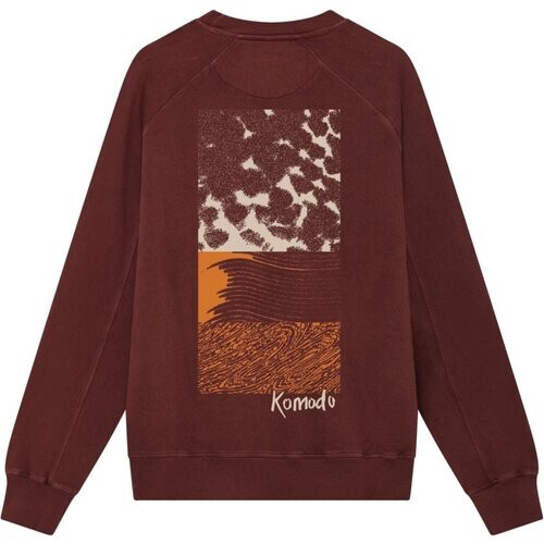 KOMODO mannen vegan Sweater Block Texture Gots Biologisch Katoen Back Print Rood Tweedehands