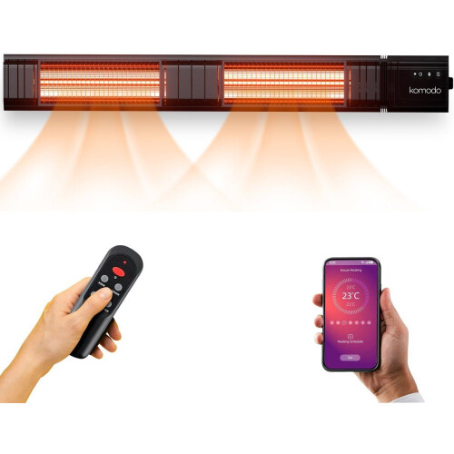 Komodo Terrasverwarmers Flores 3000W - 9 Verschillende Standen - Voor 35m2 - Infrarood Verwarming - Afstandsbediening & App - Oscillatie - LED-dis