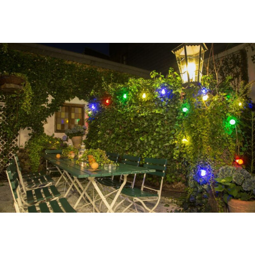 Konstsmide 2388 - Snoerverlichting - 10 lamps 80 LED zeer energiezuinig - 450 cm - 24V - voor buiten - multi