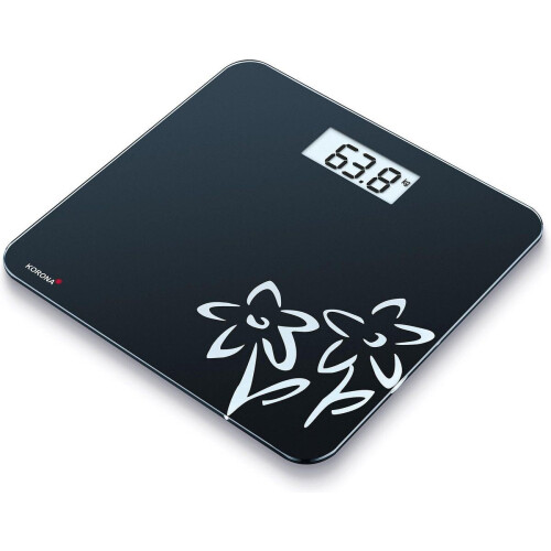 Korona 77084 - Digitale weegschaal - Tot 150 kg - Zwart met bloemenmotief