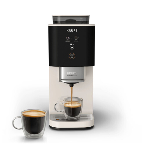 Krups Coffee Crush SA4001 - Automatische koffiemachine - Compact 15 cm breed - Geschikt voor bonen en gemalen koffie - Ivory