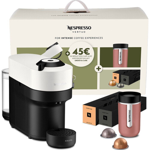 Krups Nespresso Vertuo Pop - Koffiecupmachine - 20 capsules (10x Fortado en 10x Melozio) - Coconut White Tweedehands