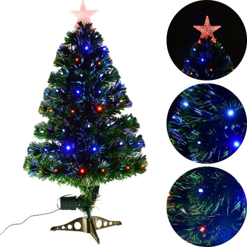 Kunstkerstboom met glasvezel verlichting en decoratie - Kerstboom - Kerst - LED - 90 cm Tweedehands