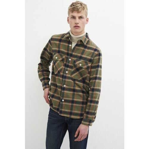 Kuyichi mannen vegan Andrew Geruit Overshirt Legergroen Tweedehands
