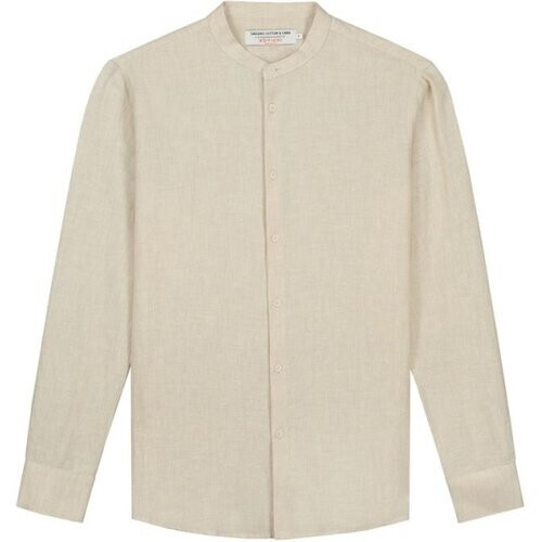 Kuyichi mannen vegan Overhemd Lalo Mao Licht Zand Melange Tweedehands