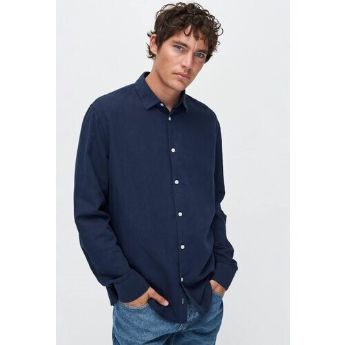 Kuyichi mannen vegan Overhemd Nico Donkerblauw Tweedehands