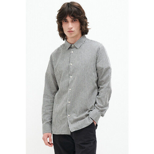 Kuyichi mannen vegan Overhemd Nicos Donker Marine Tweedehands