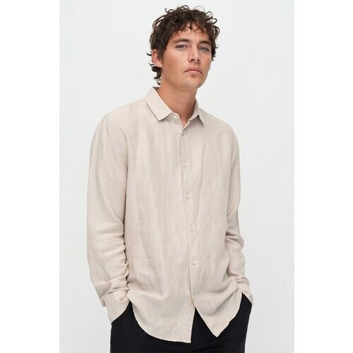 Kuyichi mannen vegan Shirt Nico Zand Melange Beige Tweedehands