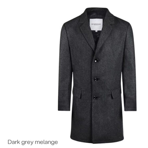 L Dark Grey Melange wool herringbone over coat MM242.1004.04.1203 McGregor