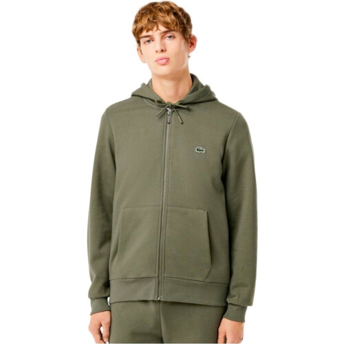 Lacoste Fleece Hoodie - Rits - Geborduurde Krokodil Kangoeroezak Jersey Voering - Croissant Katoenmix - Maat L Tweedehands