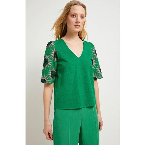 Lanius dames vegan Blouse Bloem Groen Tweedehands