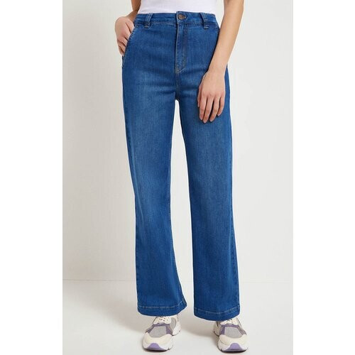 Lanius dames vegan Jeans Hoge Taille Marlene Middenblauw